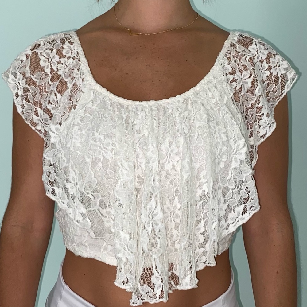 Lace white cropped top